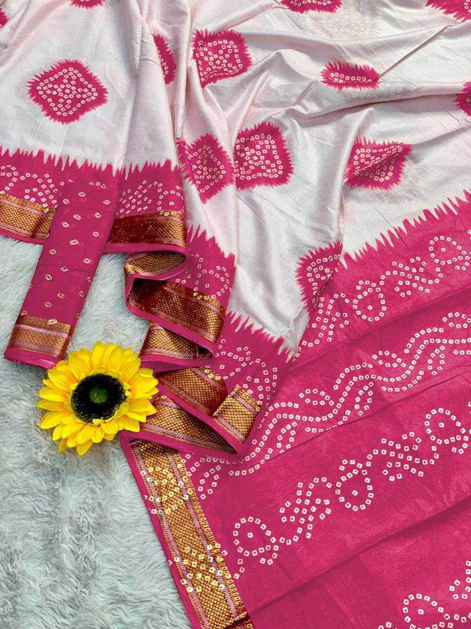 Bandhani Printed Cotton Sarees - MYLUXURY LANE ENTERPRISE